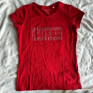 Large red guess rinestone shirt